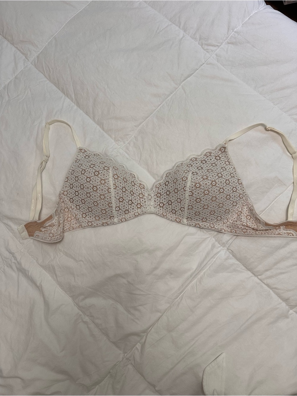 Aerie Lace Triangle Bra in Ivory Cream - Women Intimates